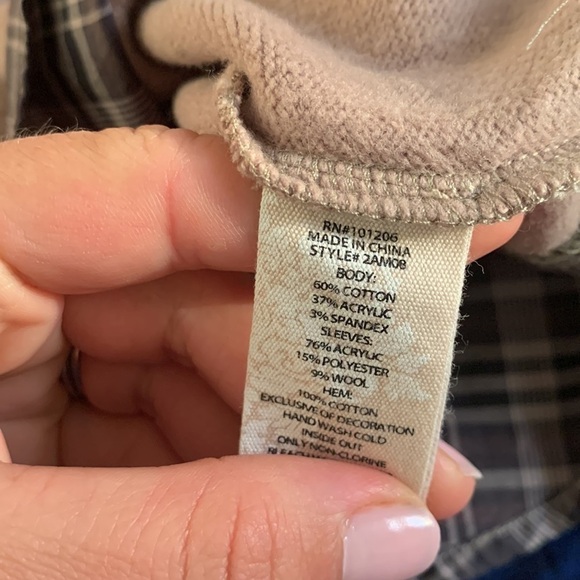 Soft Surroundings Alchemy Top size‎ L plaid cream tan long sleeves - Picture 5 of 11